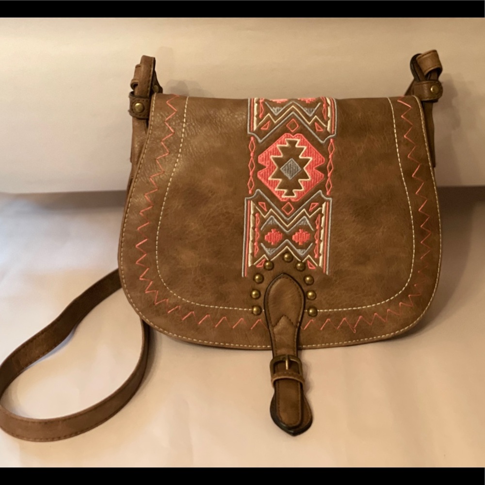 Aztec print brown crossbody